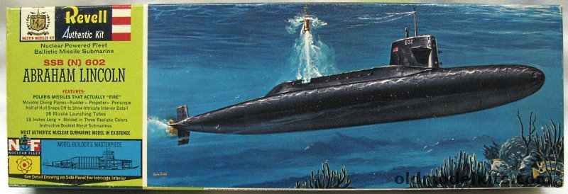 Revell 1/253 Polaris SLBM Nuclear Submarine SSBN-602 Abraham Lincoln with Full Interior and Firing Missile (Robert E Lee / George Washington / Patrick Henry /  Theodore Roosevelt Decals Also Included), H313-249 plastic model kit